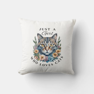 Just a Girl Who Loves Cats Personalised Cushion