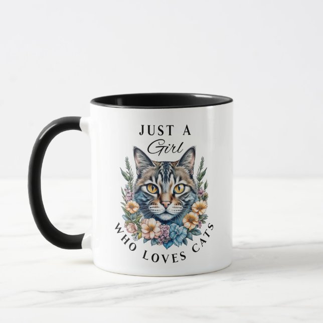 Just a Girl Who Loves Cats Personalised Mug (Left)