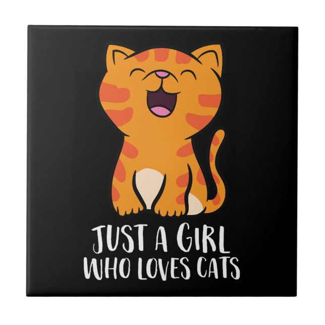 Just a Girl Who Loves Cats Pullover Ceramic Tile (Front)