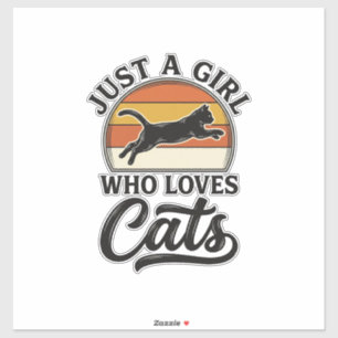 Just a Girl Who Loves Cats Retro Vintage Cat Desig
