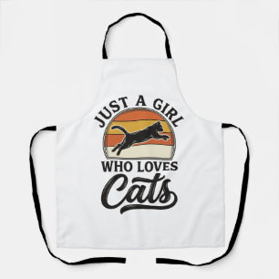 Just a Girl Who Loves Cats Retro Vintage Cat Desig Apron