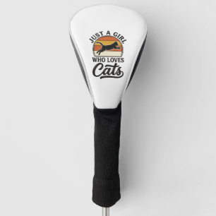 Just a Girl Who Loves Cats Retro Vintage Cat Desig Golf Head Cover