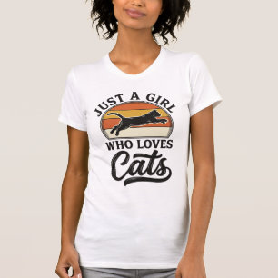 Just a Girl Who Loves Cats Retro Vintage Cat Desig T-Shirt