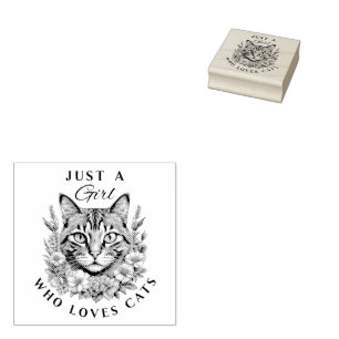 Just a Girl Who Loves Cats Rubber Stamp