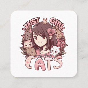 just a girl who loves cats square business card