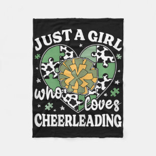 Just A Girl Who Loves Cheerleading Cow Print Cheer Fleece Blanket