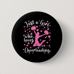 Just A Girl Who Loves Cheerleading Pink Heart Chee 6 Cm Round Badge