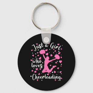 Just A Girl Who Loves Cheerleading Pink Heart Chee Key Ring