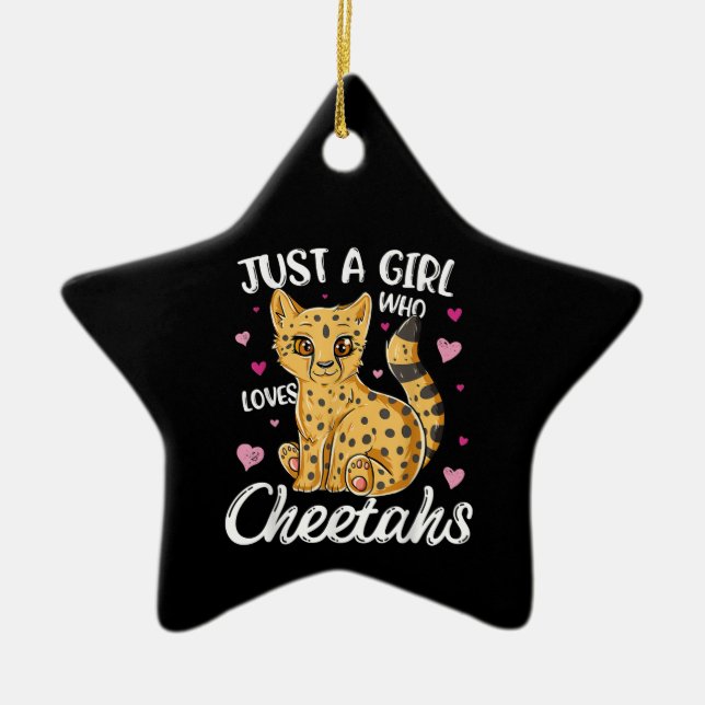 just a girl who loves cheetahs | cheetah gift ceramic ornament (Front)