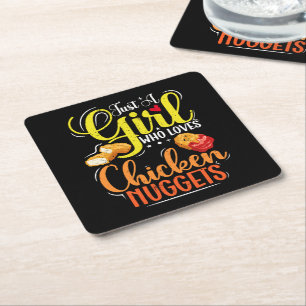 Just A Girl Who Loves Chicken Nuggets Girl Gift Square Paper Coaster