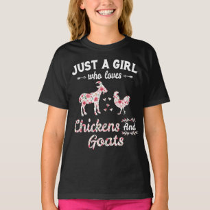 Just A Girl Who Loves Chickens And Goats Floral T-Shirt