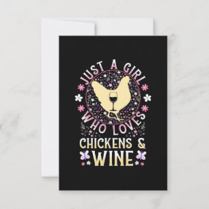 Just A Girl Who Loves Chickens And Wine RSVP Card