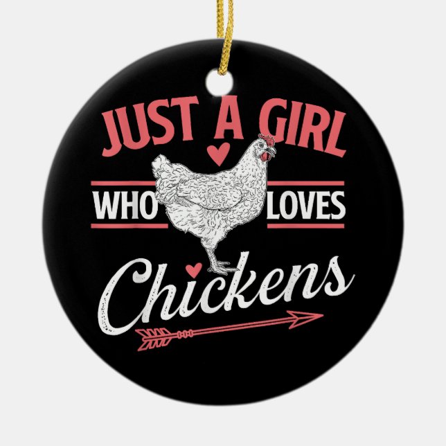 Just A Girl Who Loves Chickens - Chicken Lover Pou Ceramic Ornament (Front)