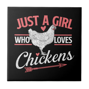 Just A Girl Who Loves Chickens - Chicken Lover Pou Ceramic Tile