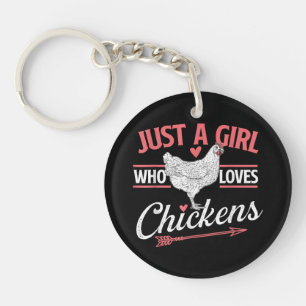 Just A Girl Who Loves Chickens - Chicken Lover Pou Key Ring