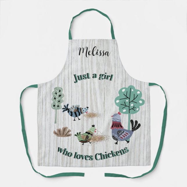 Just A Girl Who Loves Chickens Country Folk Art   Apron (Front)