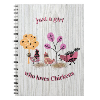 Just A Girl Who Loves Chickens Country Folk Art   Notebook