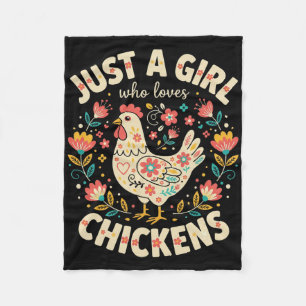 Just A Girl Who Loves Chickens Cute Chicken Lover Fleece Blanket