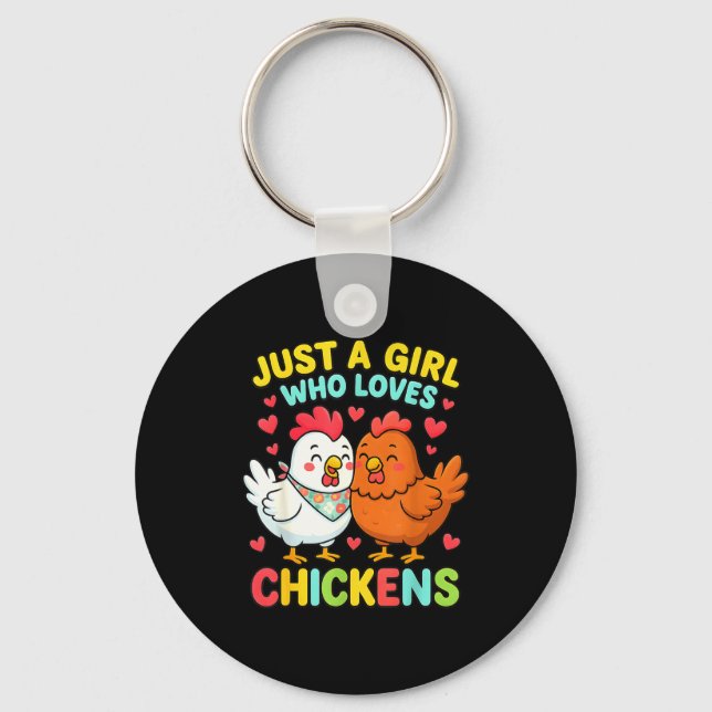Just A Girl Who Loves Chickens Cute Chicken Lover  Key Ring (Front)