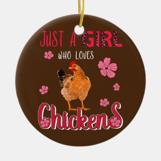 Just A Girl Who Loves Chickens Funny Leopard Ceramic Ornament (Front)