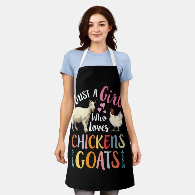 Just A Girl Who Loves Chickens Goats Farmer Apron (Worn)