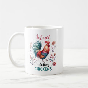 "Just A Girl Who Loves Chickens" Green Farmhouse Coffee Mug