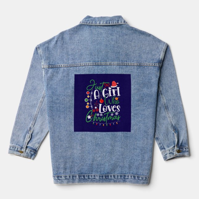 Just A Girl Who Loves Christmas-64714 Denim Jacket (Back)
