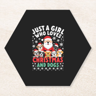 Just A Girl Who Loves Christmas And Dogs Holiday X Paper Coaster