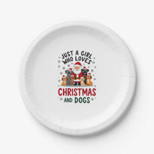 Just A Girl Who Loves Christmas And Dogs Holiday X Paper Plate