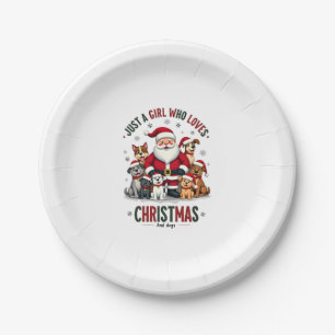 Just A Girl Who Loves Christmas And Dogs Holiday X Paper Plate