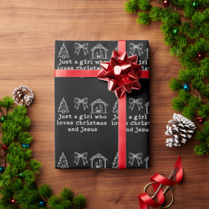 Just a Girl Who Loves Christmas and Jesus Nativity Wrapping Paper