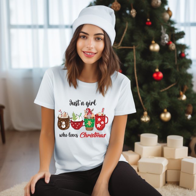 Just A Girl Who Loves Christmas Cute Modern T-Shirt (Creator Uploaded)