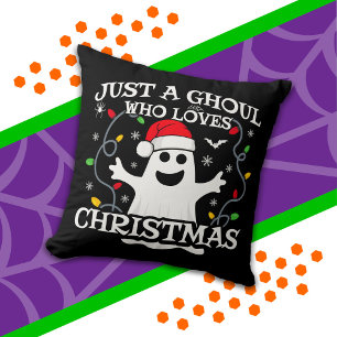 Just A Girl Who Loves Christmas Funny Halloween Cushion
