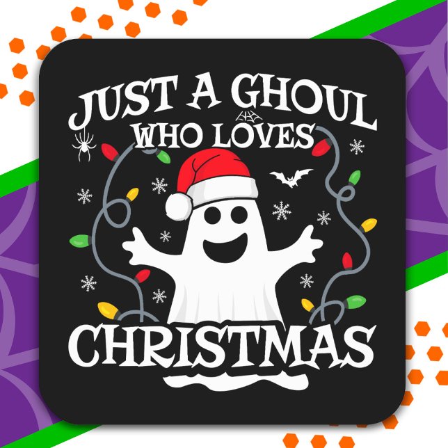 Just A Girl Who Loves Christmas Funny Halloween Square Sticker (Creator Uploaded)