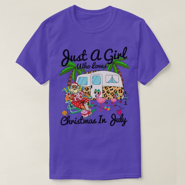 Just A Girl Who Loves Christmas In July Camping Ca T-Shirt (Design Front)
