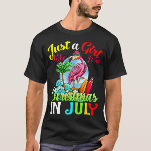 Just A Girl Who Loves Christmas In July Flamingo v T-Shirt