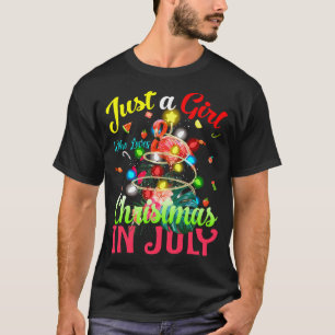 Just A Girl Who Loves Christmas In July Flamingo v T-Shirt