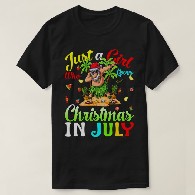 Just A Girl Who Loves Christmas In July Hawaiian v T-Shirt (Design Front)