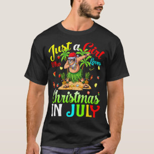Just A Girl Who Loves Christmas In July Hawaiian v T-Shirt