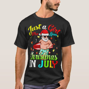 Just A Girl Who Loves Christmas In July Hawaiian v T-Shirt