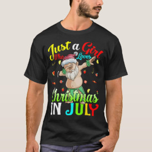 Just A Girl Who Loves Christmas In July Hawaiian v T-Shirt