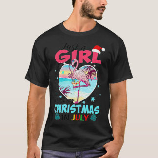 Just A Girl Who Loves Christmas In July Summer Fla T-Shirt