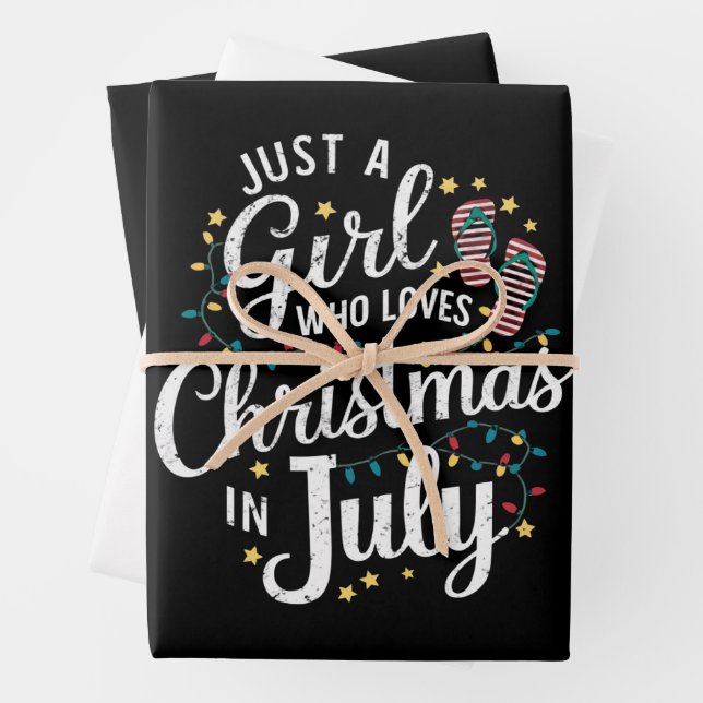 Just A Girl Who Loves Christmas in July Summer Wrapping Paper Sheet (In situ)