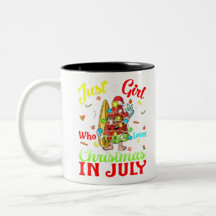 Just A Girl Who Loves Christmas In July Watermelon Two-Tone Coffee Mug