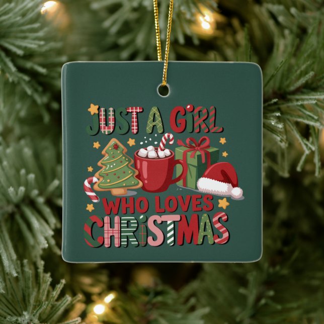 Just A Girl Who Loves Christmas Lover Holiday  Ceramic Ornament (Tree)