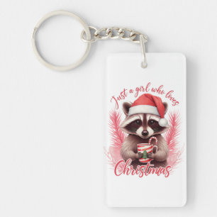 Just A Girl Who Loves Christmas Racoon-71692 Key Ring