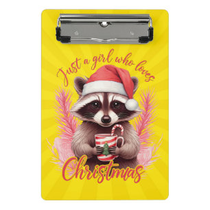 Just A Girl Who Loves Christmas Racoon-71692 Mini Clipboard