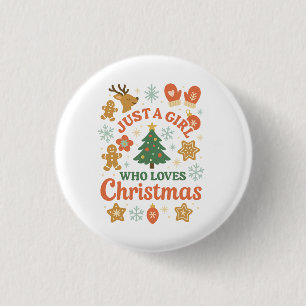 Just a Girl Who Loves Christmas Retro 3 Cm Round Badge