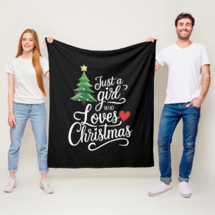 Just A Girl Who Loves Christmas Tree Family Gift Fleece Blanket