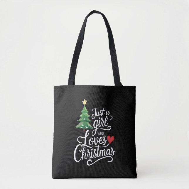 Just A Girl Who Loves Christmas Tree Family Gift Tote Bag (Front)